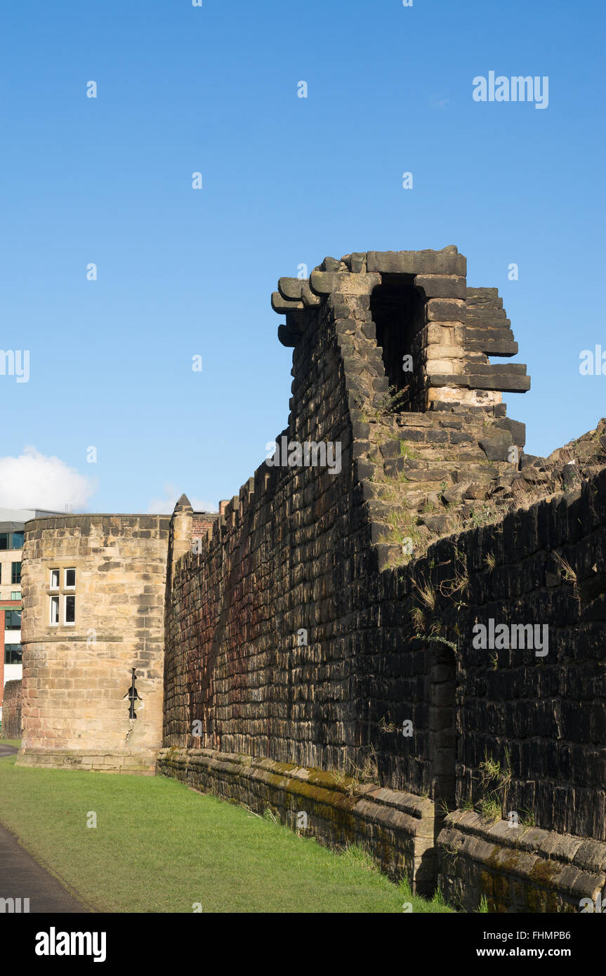 Vestiges de murs de la ville de Newcastle Upon Tyne, Angleterre du Nord-Est, Royaume-Uni Banque D'Images