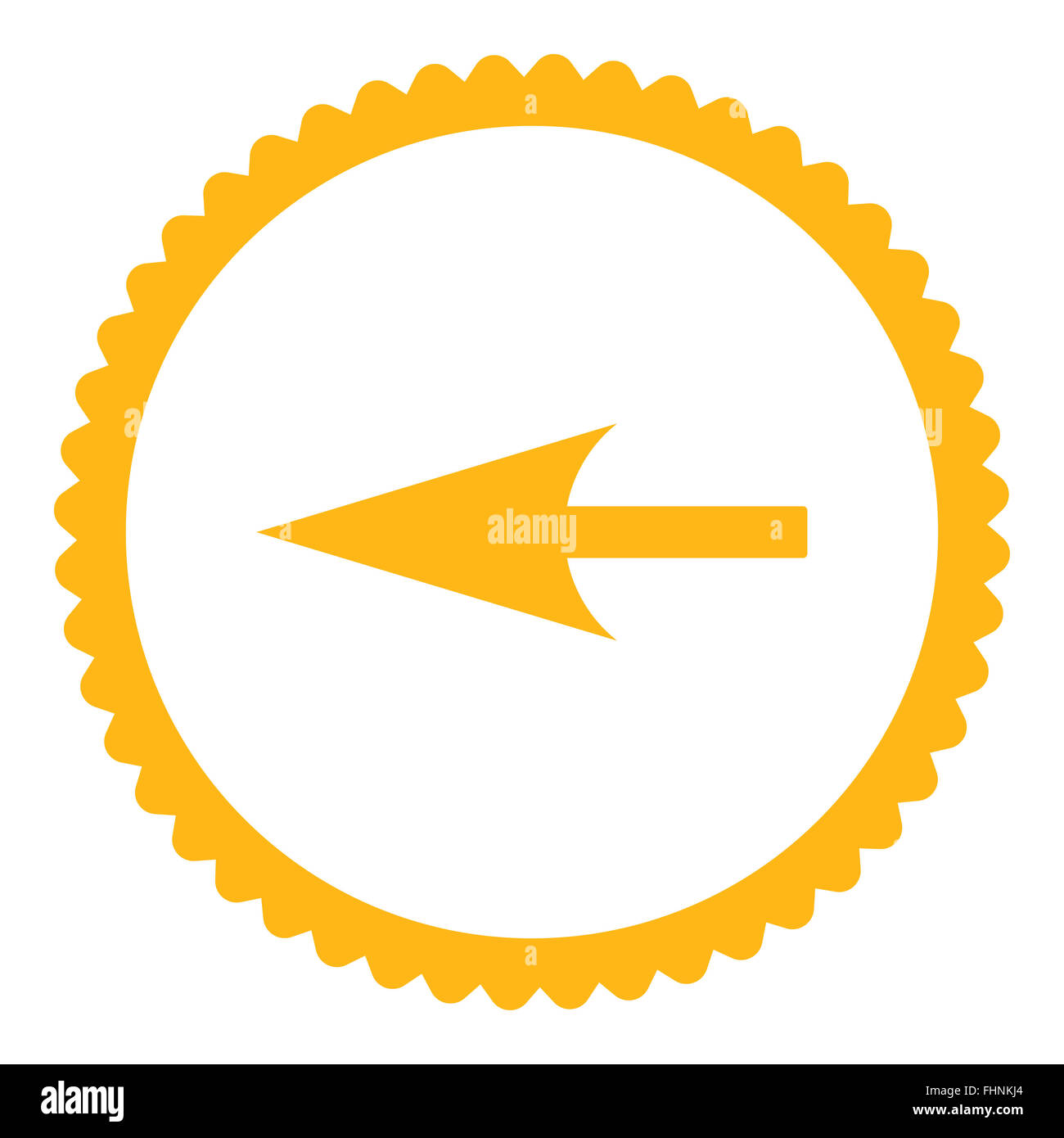 Flèche Gauche Sharp télévision couleur jaune icône timbre rond Banque D'Images