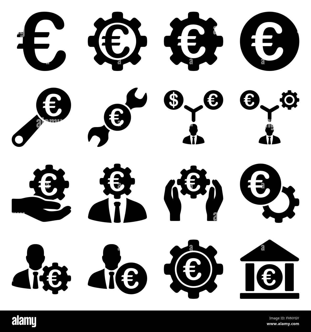 Euro affaires bancaires et outils service icons Banque D'Images