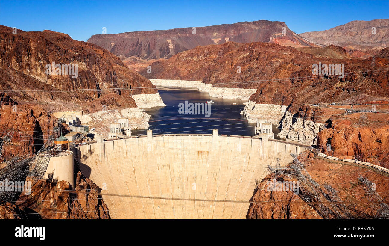 Vue aérienne de Hoover Dam et le Lac Mead Banque D'Images