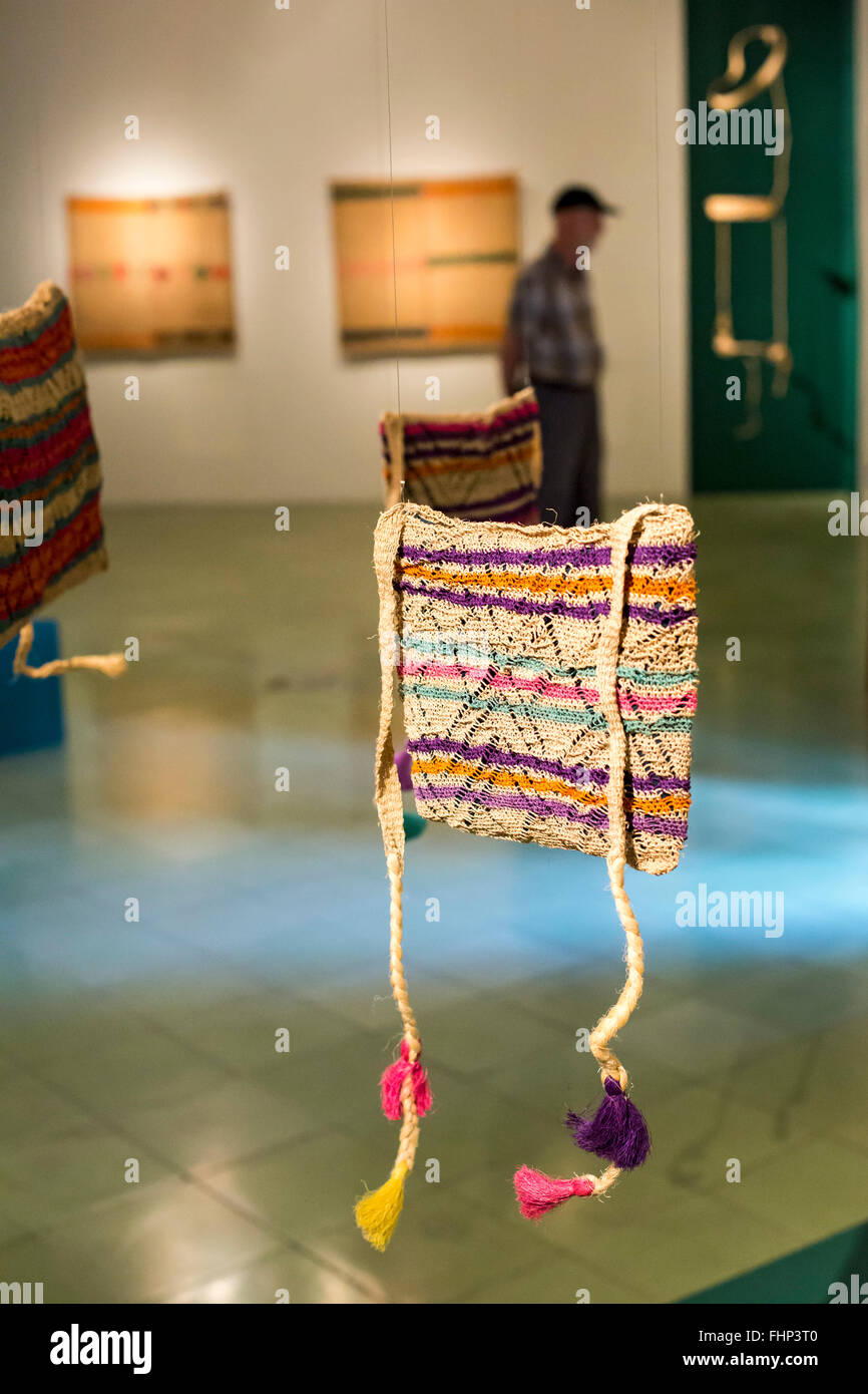 Oaxaca, Mexique - Sacs fabriqués de fibres de l'agave, exposée au Musée du Textile, de l'Oaxaca. Banque D'Images