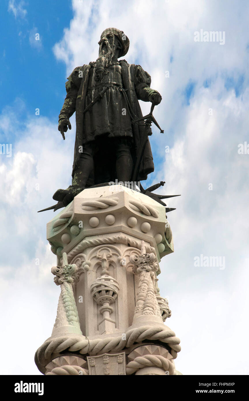Statue et mémorial à Afonso de Albuquerque, duc de Goa sur la Praça do Império jardins de Belem à Lisbonne Banque D'Images