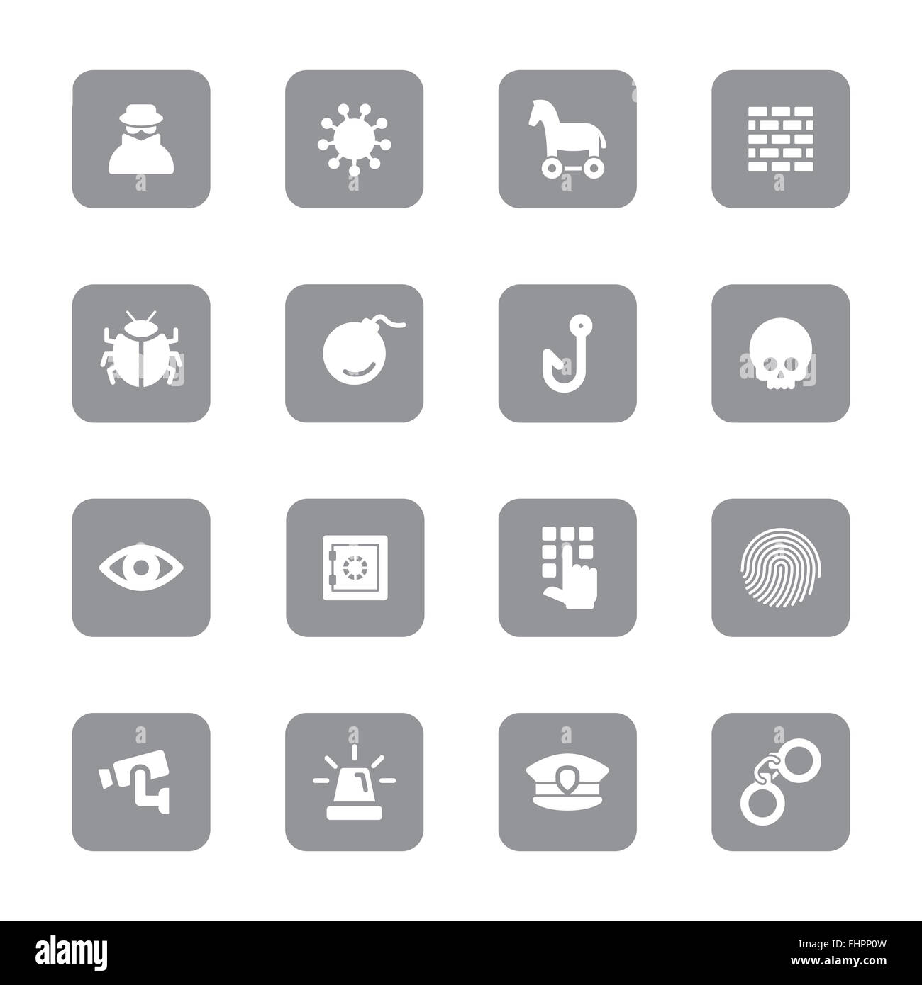 [JPEG] icon set 7 plats gris sur rectangle arrondi pour le web design, l'interface utilisateur l'interface utilisateur, l'infographie et de l'application mobile apps Banque D'Images