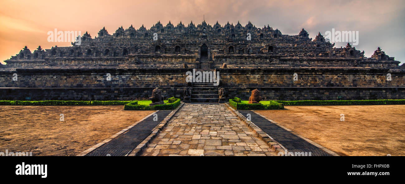 Temple de Borobudur à Java Banque D'Images