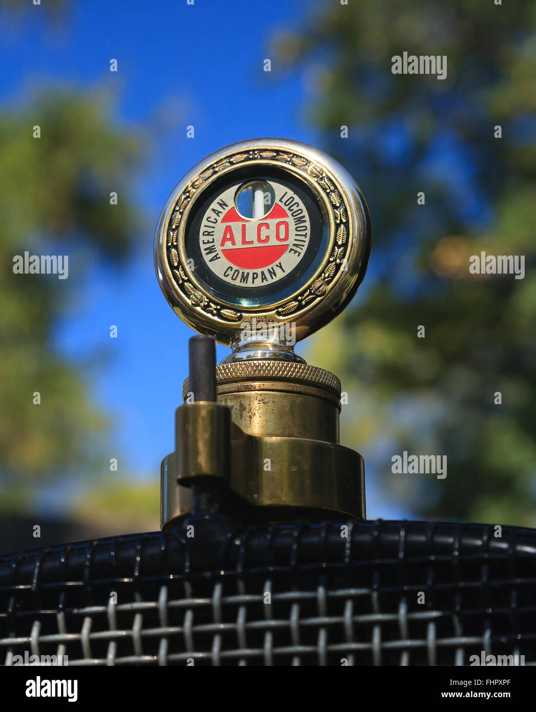 American Locomotive Company Antique radiateur automobile indicateur de température. Banque D'Images