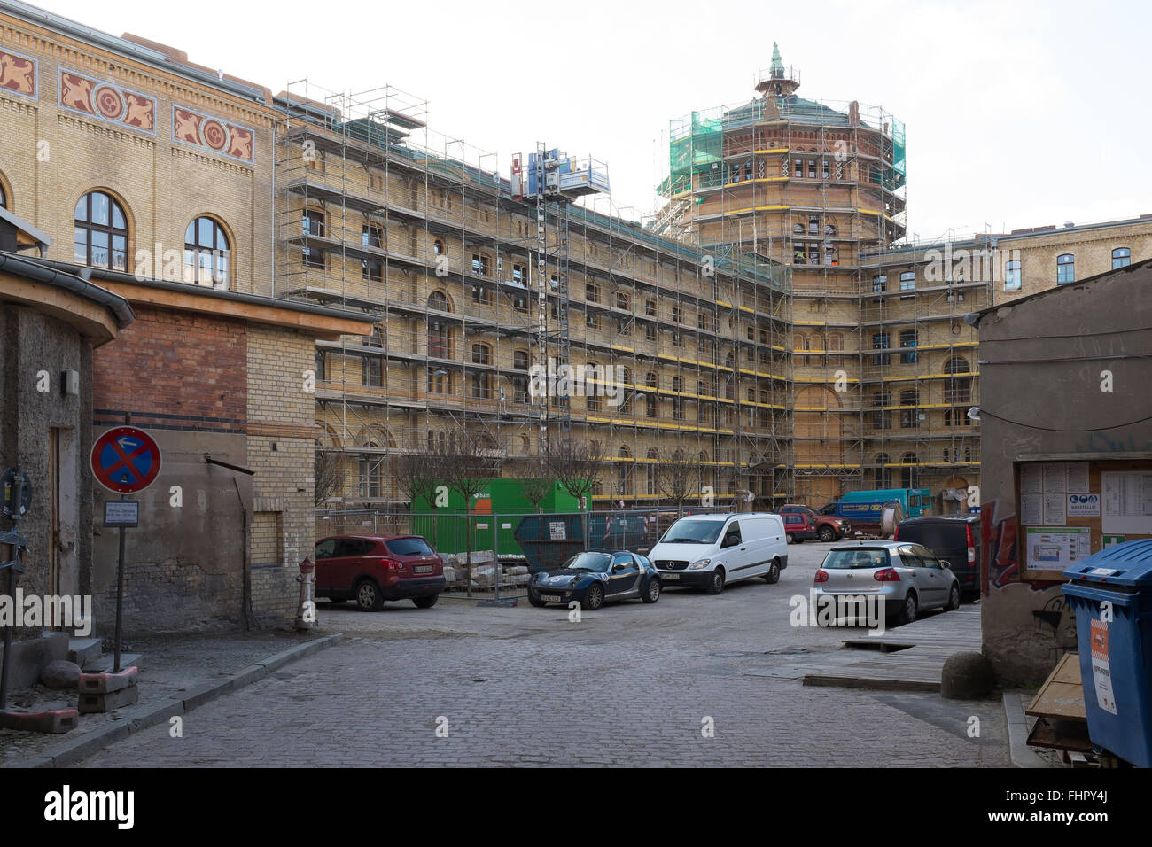 BERLIN, 24 février : Arrière-cour en vertu de la restauration du bâtiment des 'Postfuhramt à Berlin le 24 février 2016 à Berlin le Febr. Banque D'Images