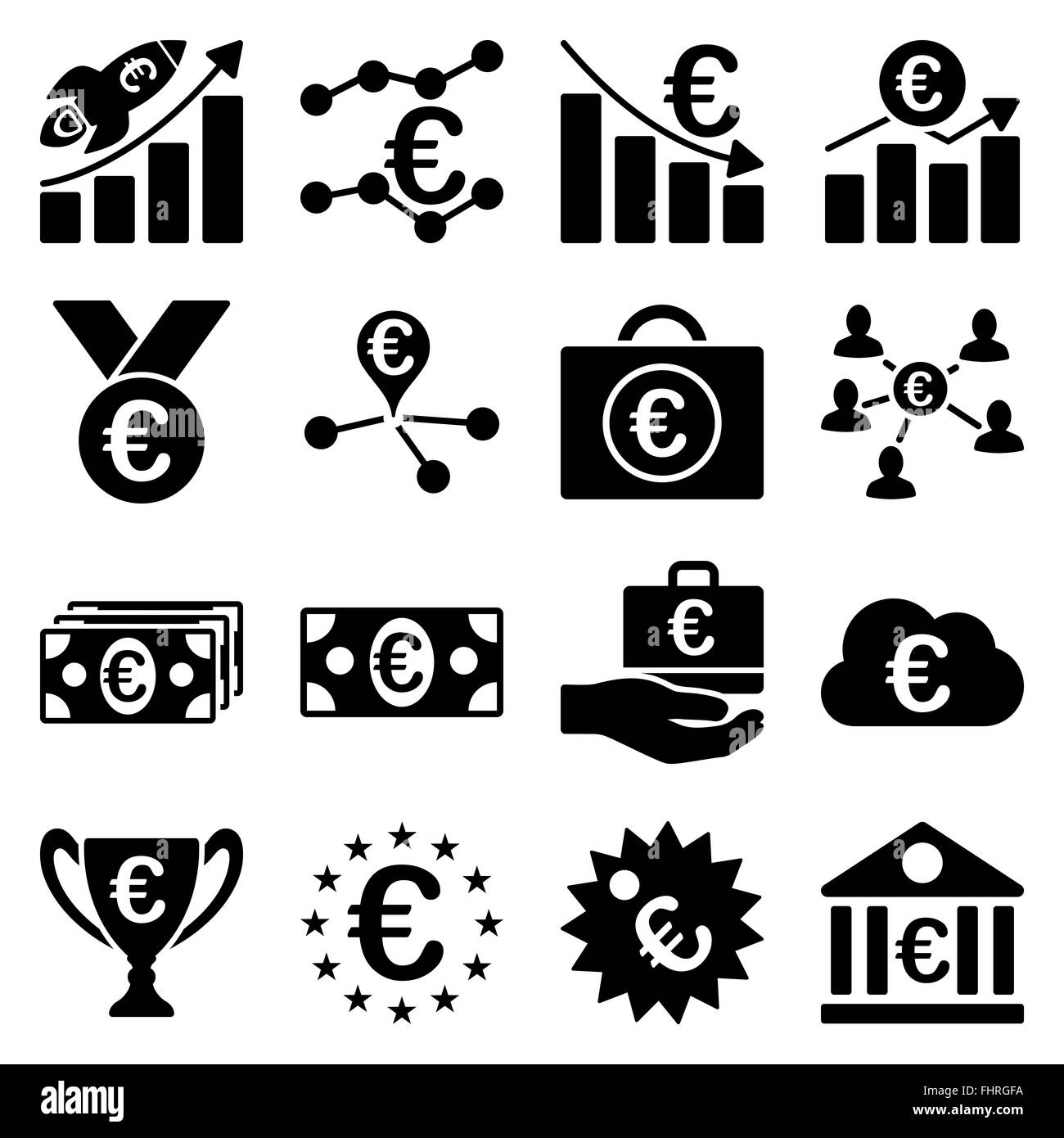 Euro affaires bancaires et outils service icons Banque D'Images