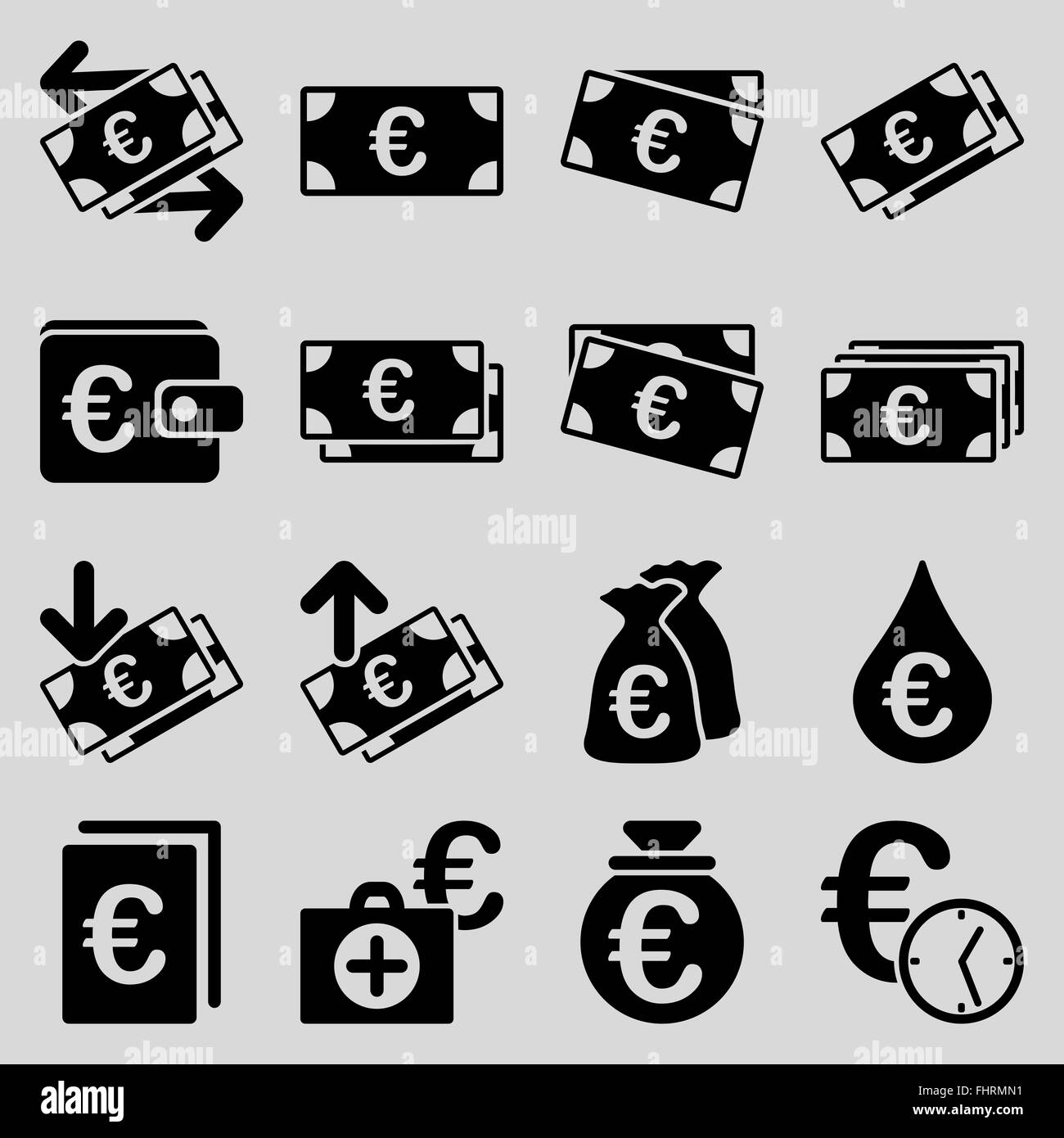 Euro affaires bancaires et outils service icons Banque D'Images