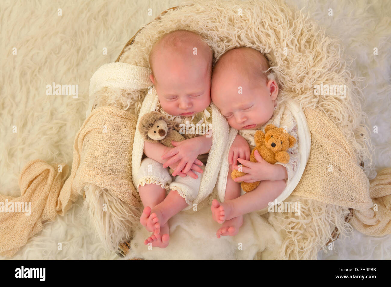 Nouveau Ne Adorable Bebe Jumeau Identique Pour Dormir Dans Un Panier Photo Stock Alamy