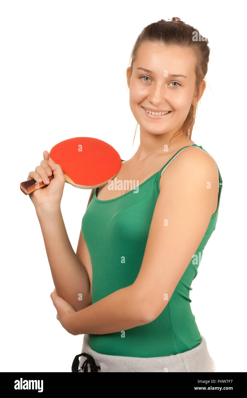 Jeune fille joue au ping-pong Banque D'Images