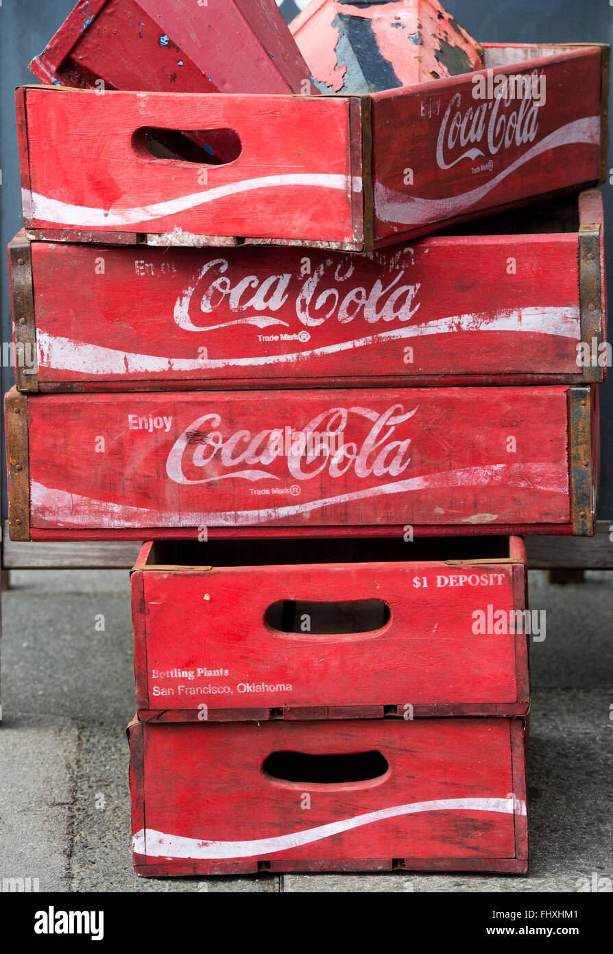 Retro Vintage coca cola caisses en bois Banque D'Images