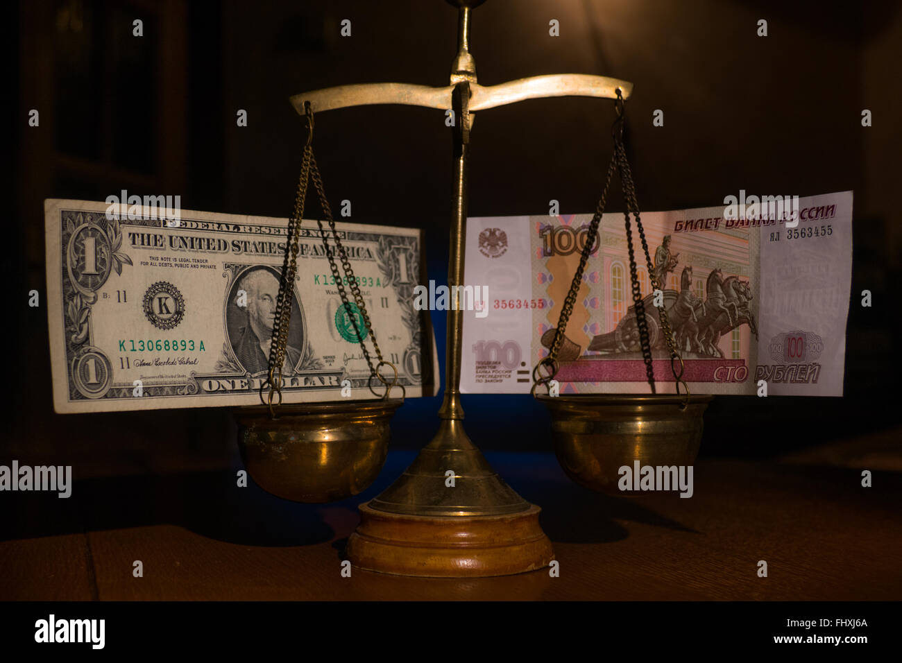 La prévision du dollar contre le rouble Banque D'Images
