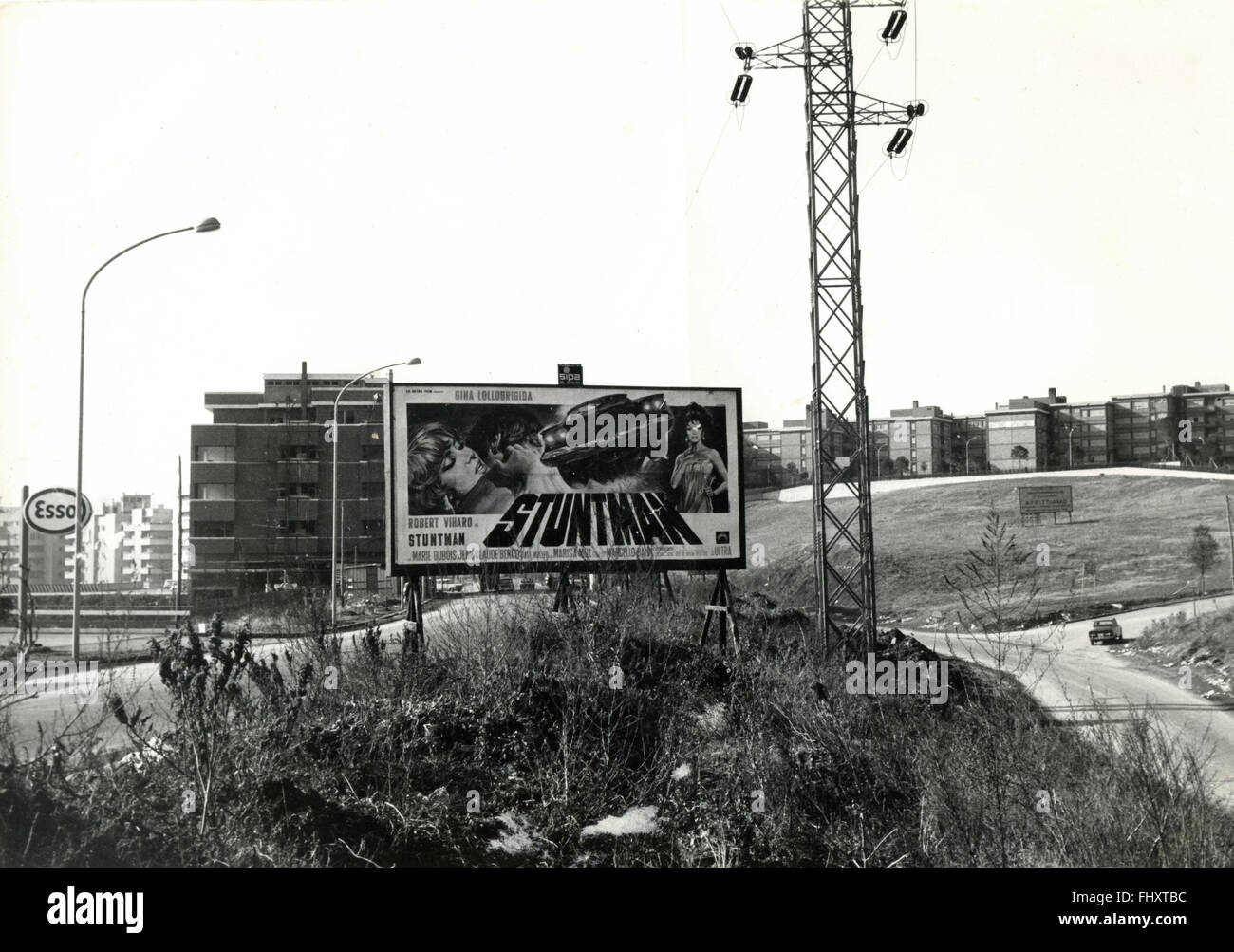 Panneaux publicitaires de Stuntman, avec Gina Lollobrigida, Rome, Italie Banque D'Images