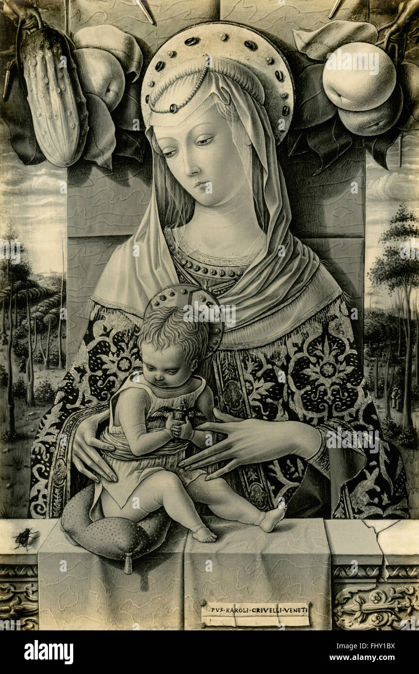 La Vierge et l'enfant, peinture de Carlo Crivelli Banque D'Images