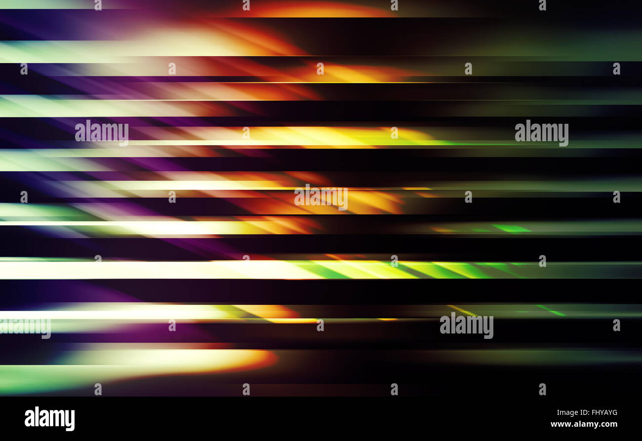 Résumé Contexte numérique avec lignes floues de couleur brillante sur noir Banque D'Images