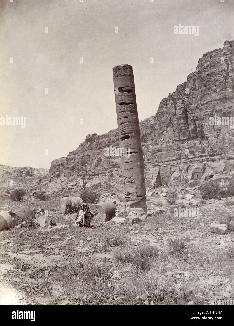 La colonne unique, Petra, Jordanie Banque D'Images