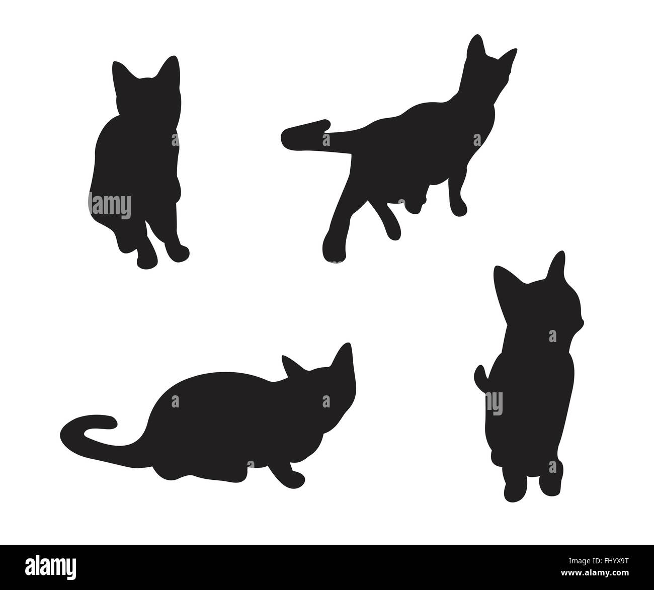 Jeu de silhouettes de chats isolé sur un fond blanc. Illustration de Vecteur