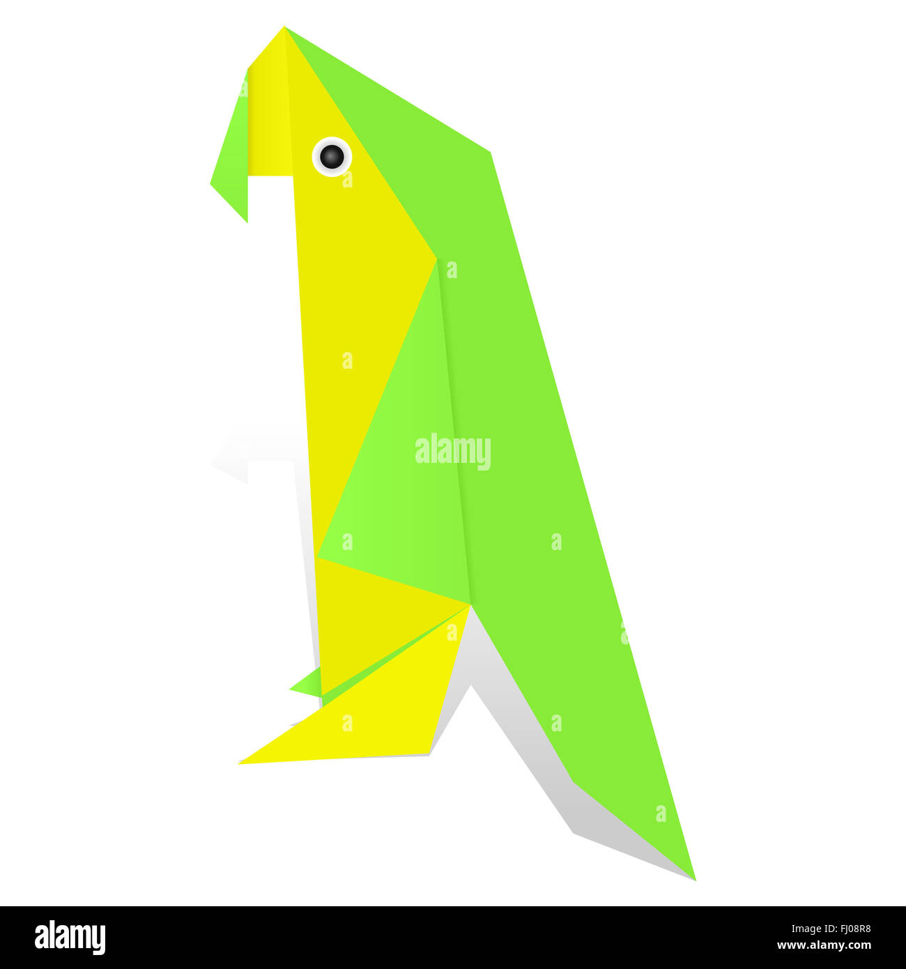 Perroquet Origami sur un fond blanc. Banque D'Images