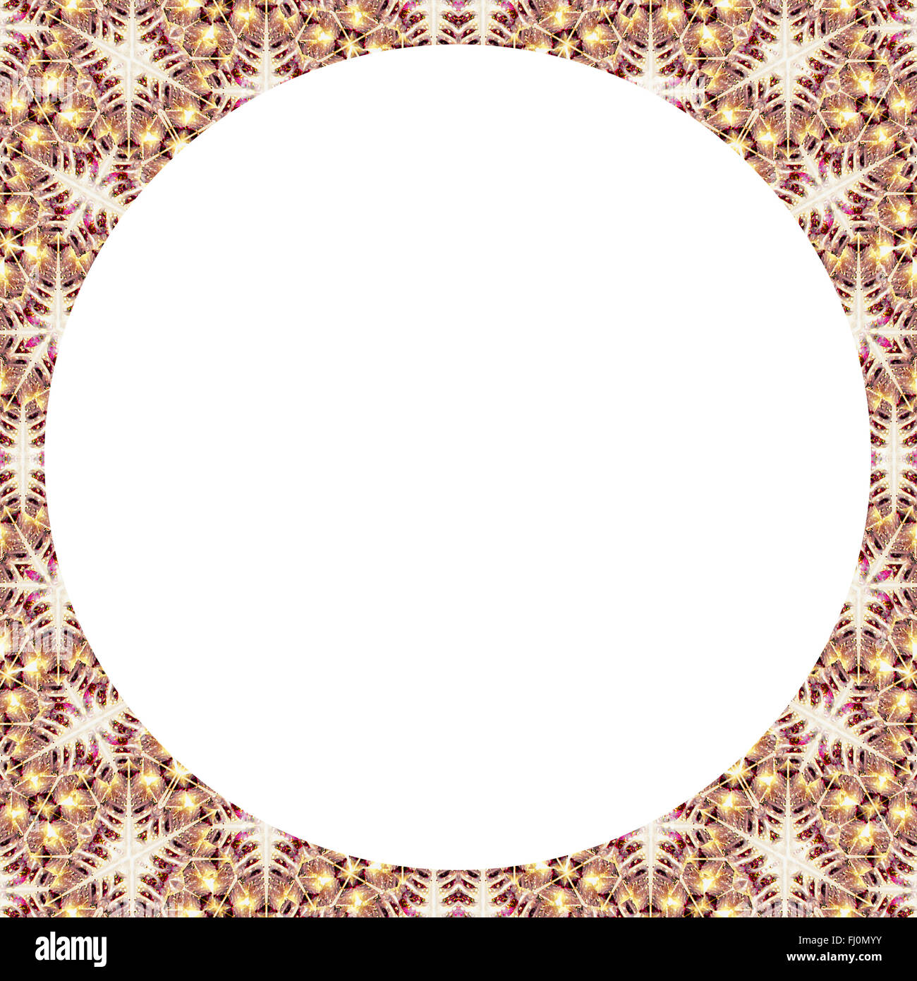 Fond blanc avec des motifs très décoratifs collage cercle mosaïque dans la frontière des couleurs chaudes mixtes Banque D'Images