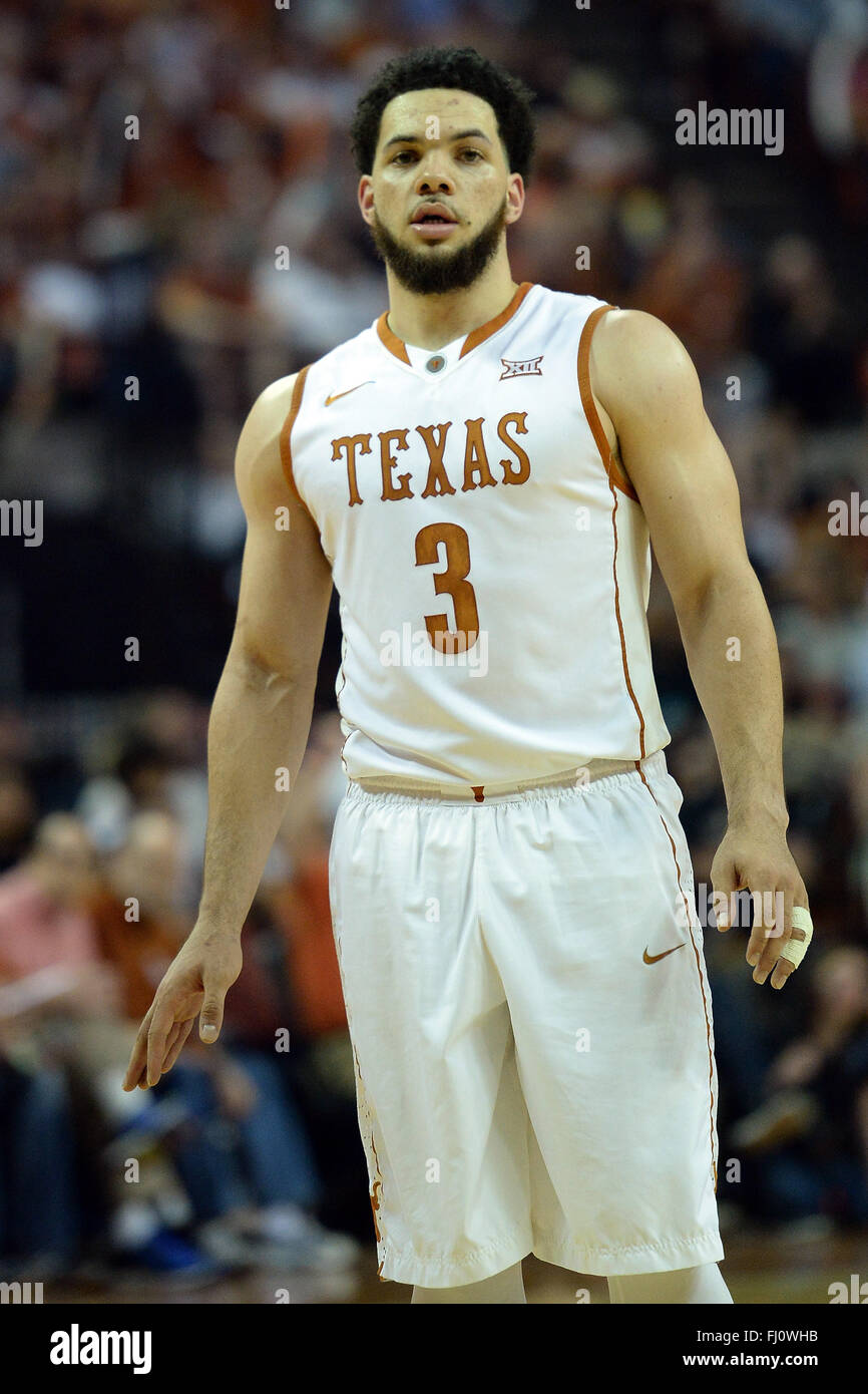 Feb 27, 2016. Javan Felix # 3 de la Texas longhorns en action contre l'Oklahoma Sooners au Frank Erwin Center à Austin au Texas. Texas Oklahoma défaites 76-63.Robert Backman/Cal Sport Media. Banque D'Images