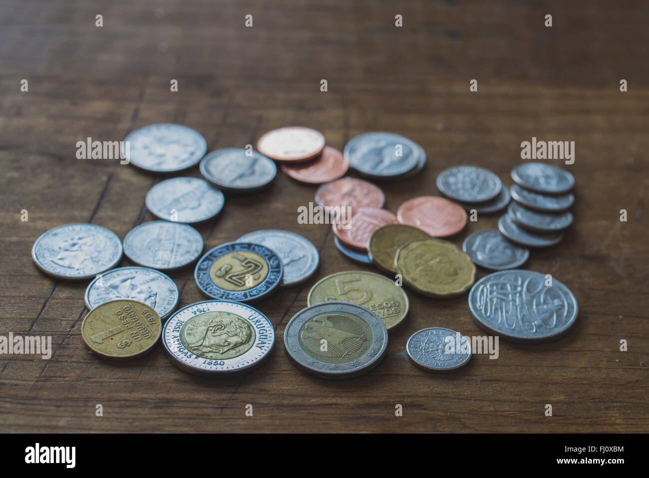 Pièces de monnaie internationale, Service de Change, Banque D'Images