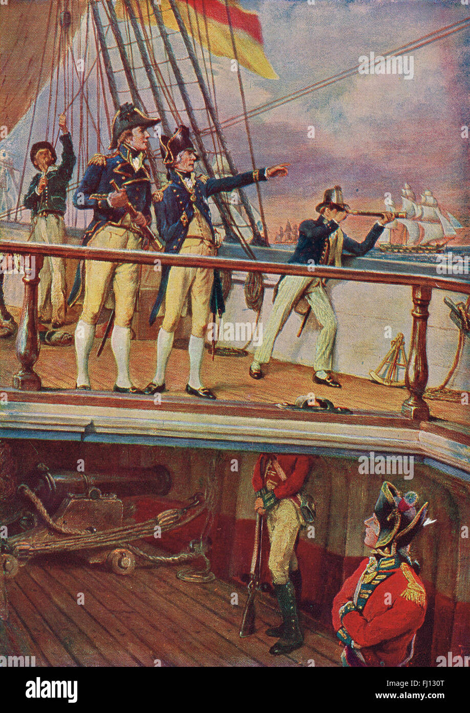 Nelson la traque à la flotte française en 1805 Banque D'Images