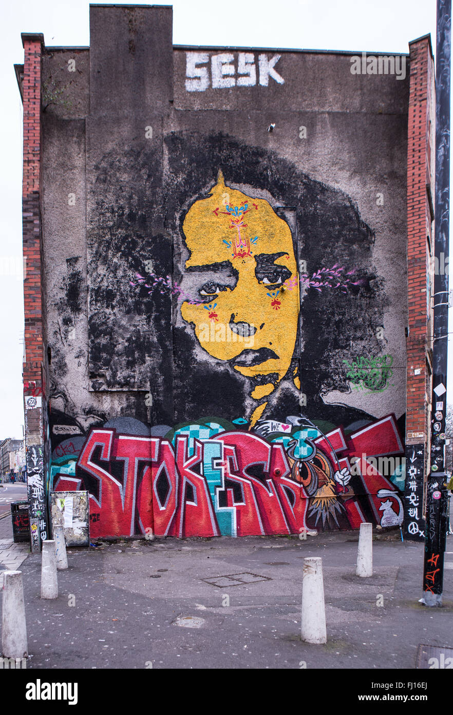 Street Art Graffiti dans Stokes Croft Bristol Banque D'Images