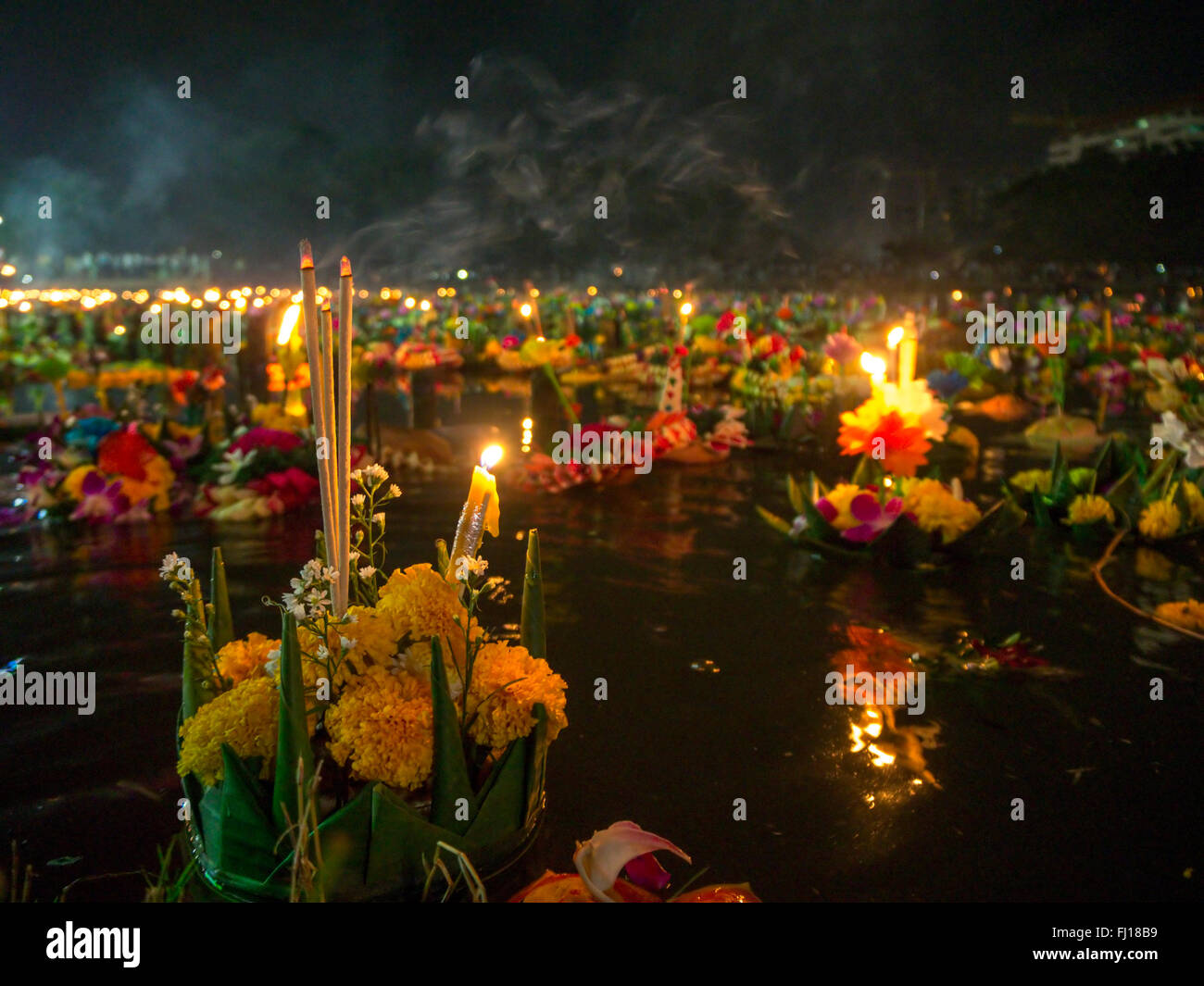 Flotteurs décoratif gros plan sur Loy Krathong Banque D'Images