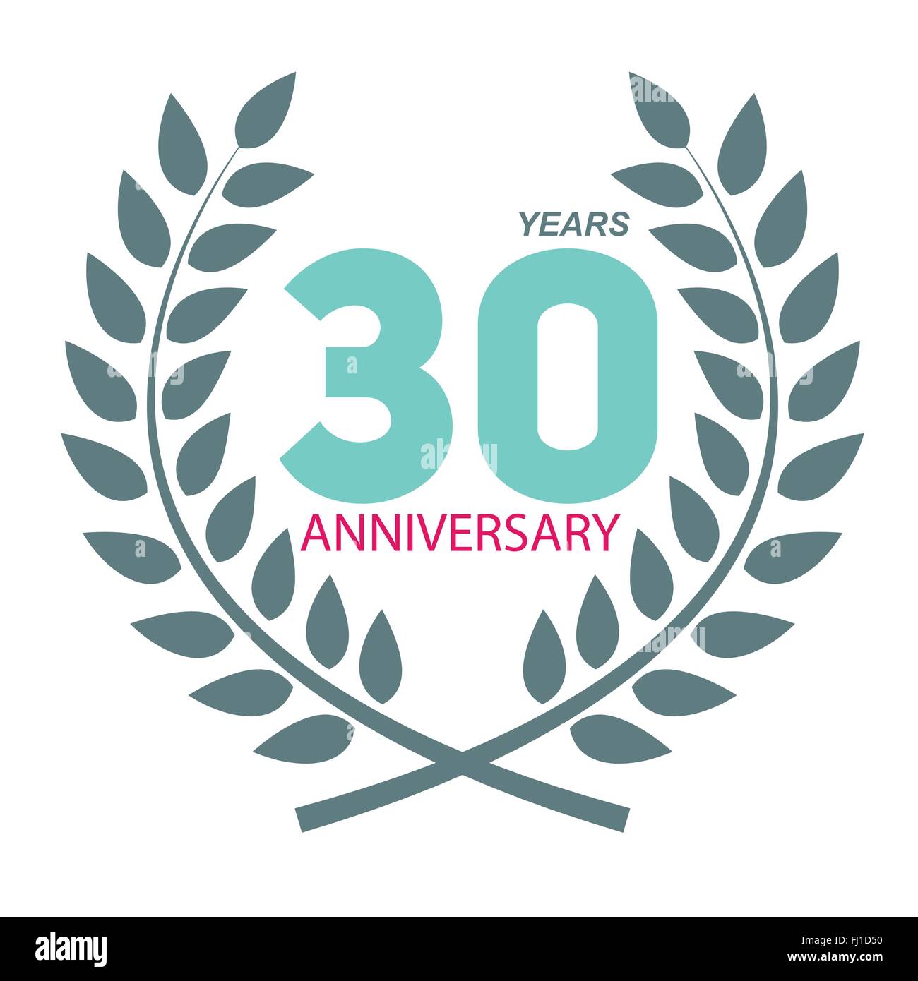 Logo Template 30 Anniversaire en couronne de laurier Vector Illustratio Illustration de Vecteur