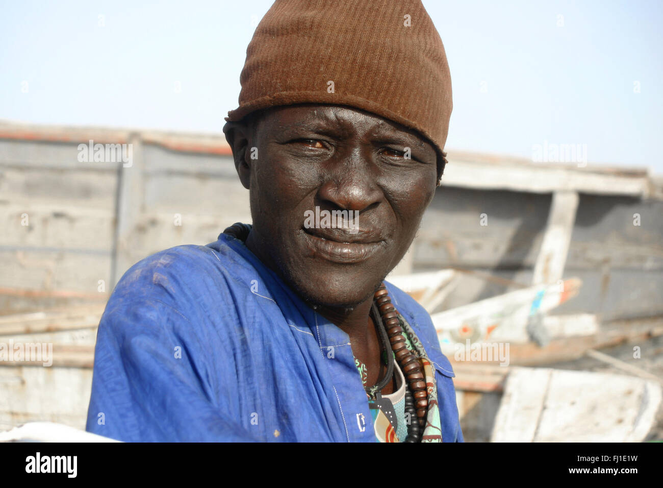 Portrait de vieil homme à Mbour , Sénégal Banque D'Images