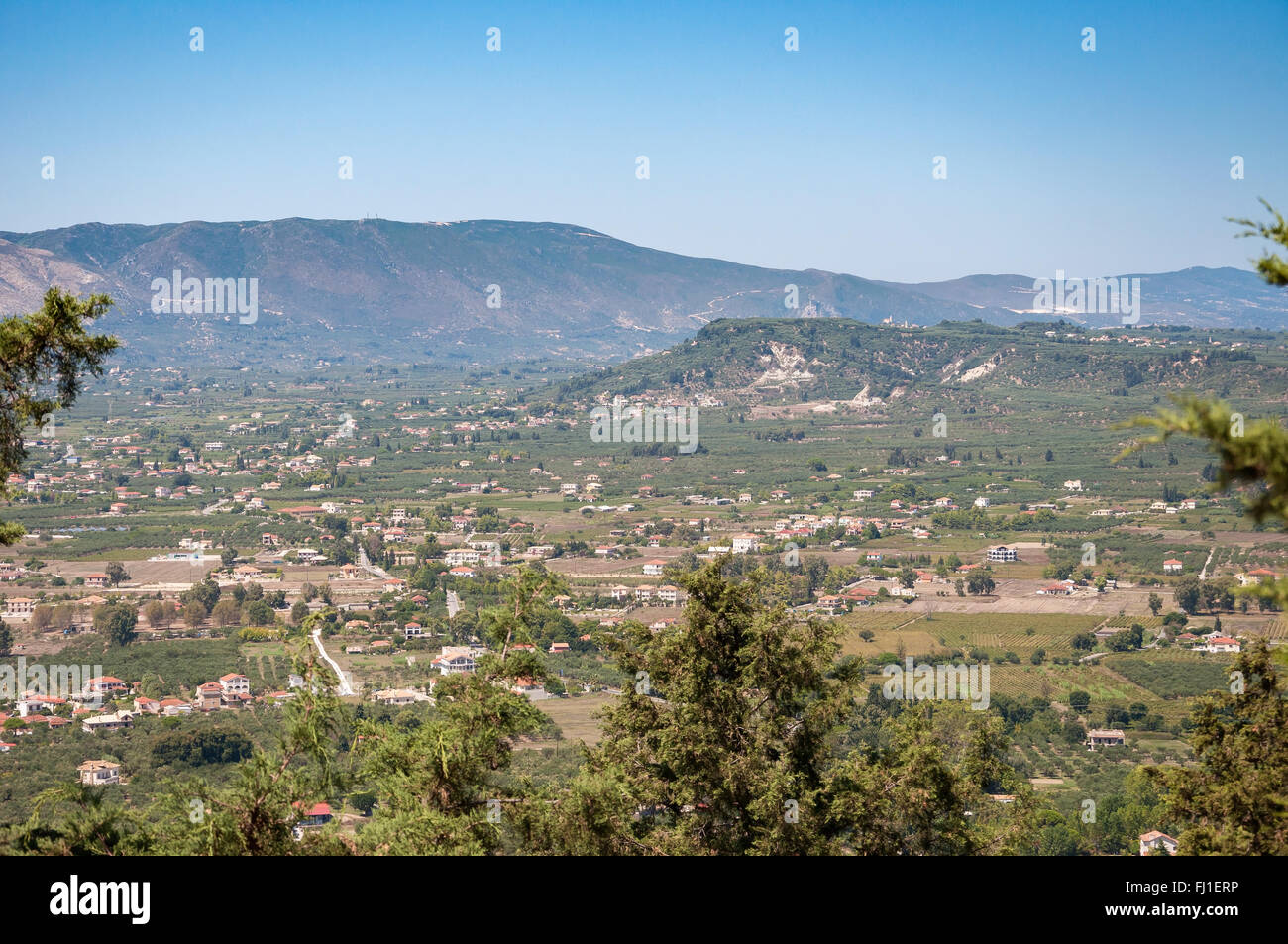 Vue aérienne de l'île de Zakynthos, Grèce Château Bohali Banque D'Images