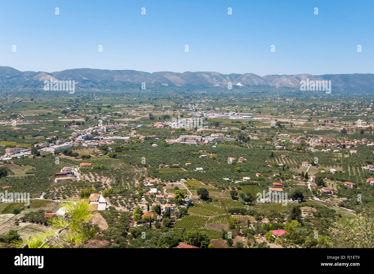 Vue aérienne de l'île de Zakynthos, Grèce Château Bohali Banque D'Images