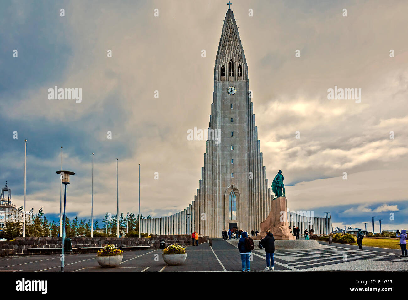 La Cathédrale Hallgrimskirkja Reykjavik Islande Banque D'Images