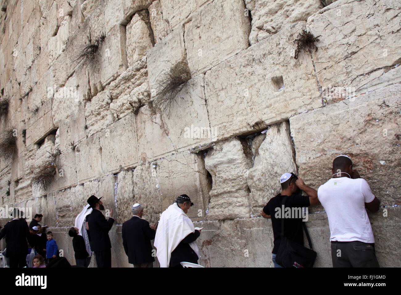 Foule au Mur occidental / Mur des lamentations, Jérusalem, Israël Banque D'Images