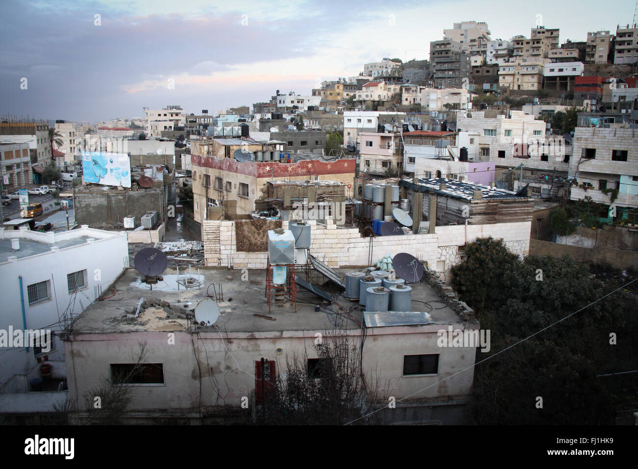 Vue sur le camp de réfugiés de Dheisheh - Bethléem - Palestine Banque D'Images