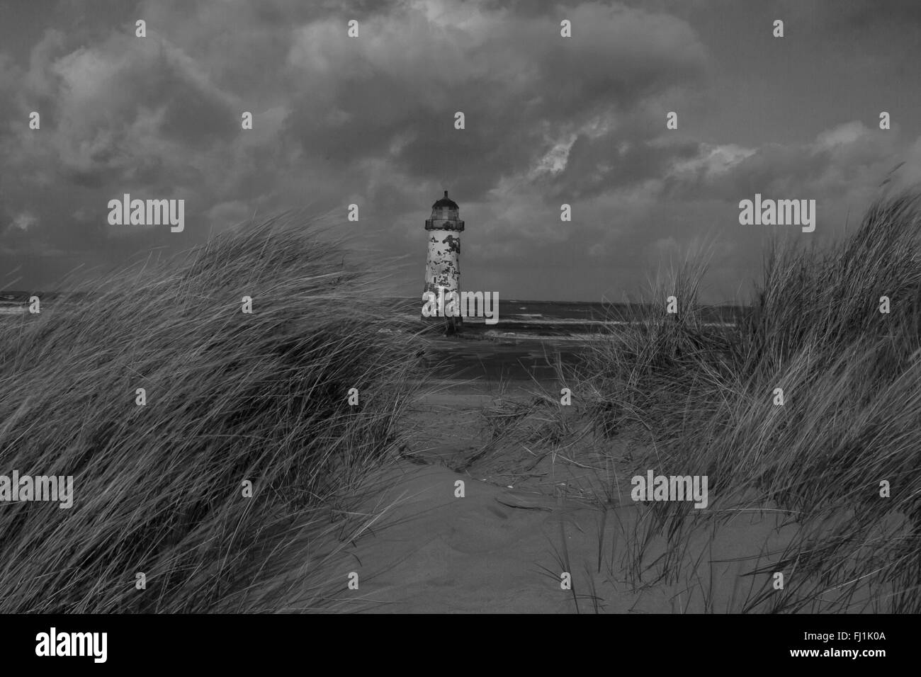 Phare de Talacre dans le Nord du Pays de Galles Banque D'Images