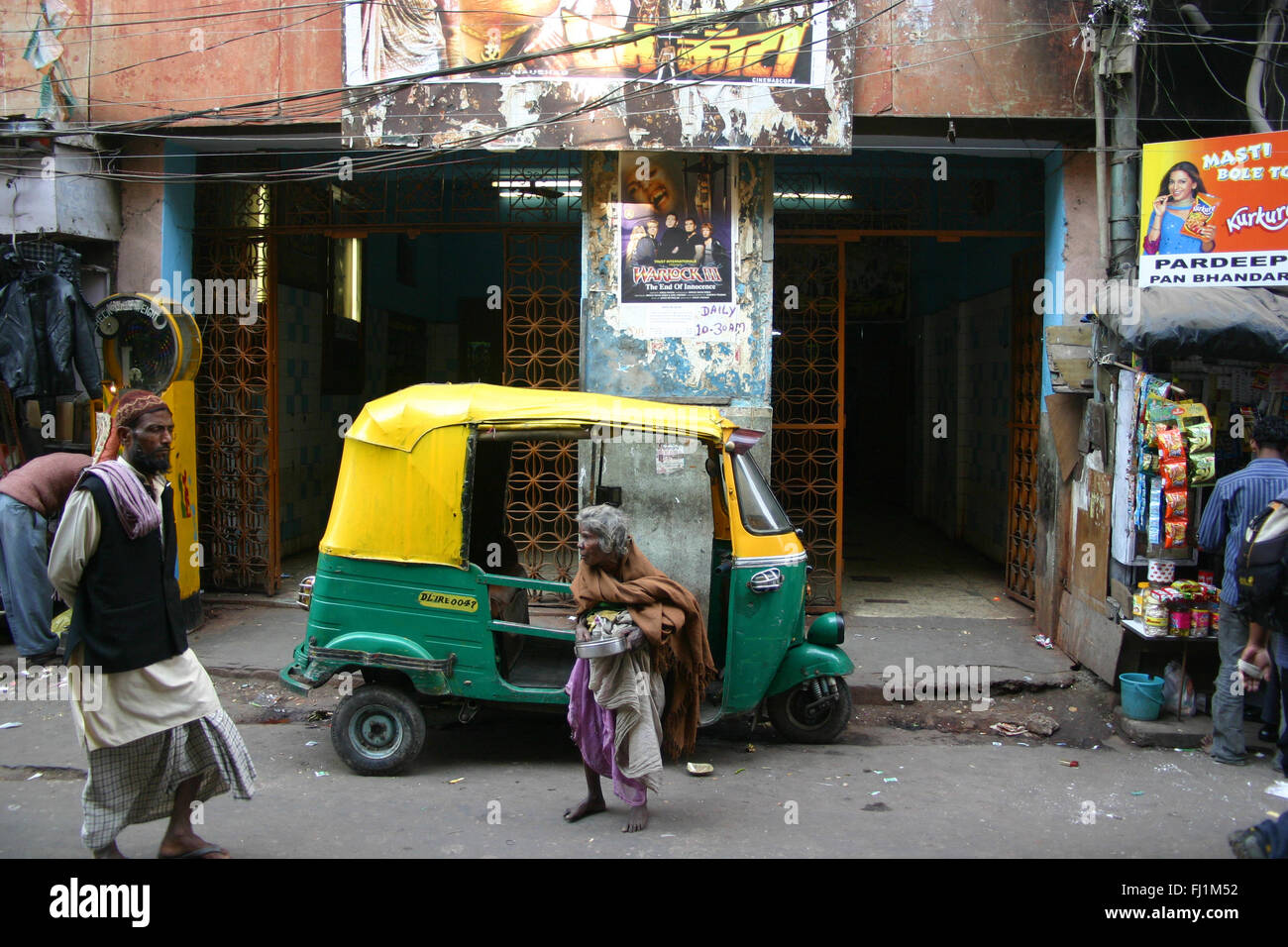 Rue de Pahar Ganj , Main Bazaar, New Delhi, Inde Banque D'Images