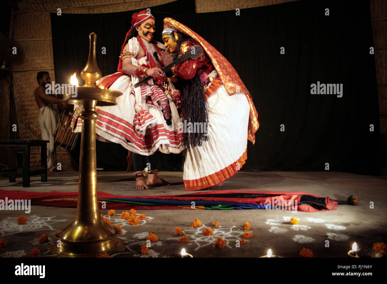 Théâtre Kathakali à Fort Kochin, Inde Banque D'Images