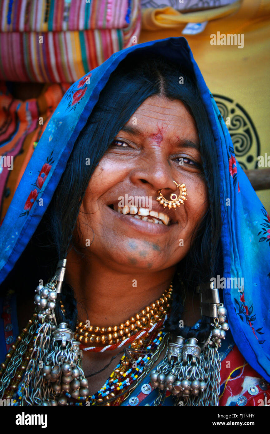 Gypsie femme à Gokarna, Inde du Sud Banque D'Images