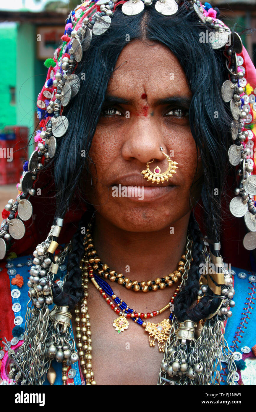 Gypsie femme à Gokarna, Inde du Sud Banque D'Images