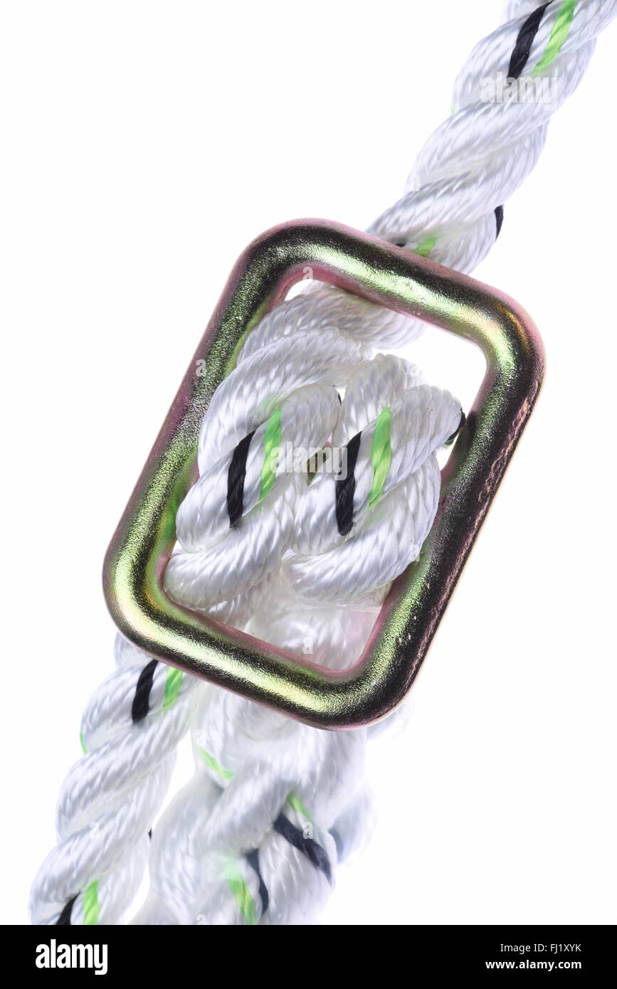 Ceinture de sécurité industrielle d'acier isolé sur fond blanc Banque D'Images