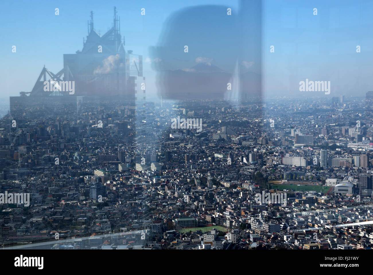 Vue sur Tokyo et le Mont Fuji à partir de la plate-forme d'observation de la ville de Tokyo Banque D'Images