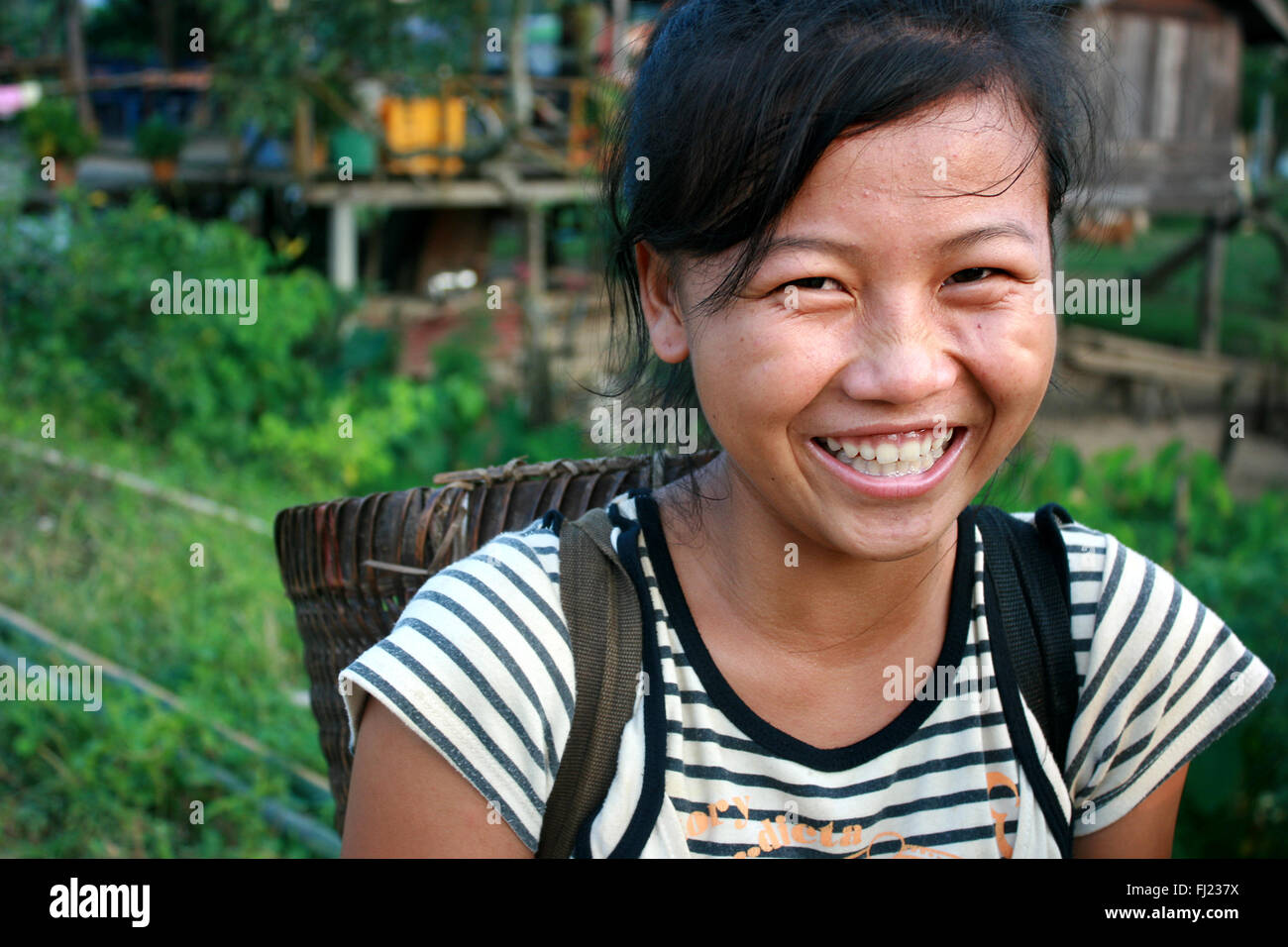Magnifique portrait of smiling girl , Laos Laos Banque D'Images