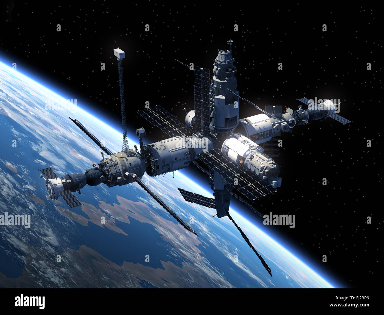 La Station spatiale en orbite autour de la Terre Banque D'Images