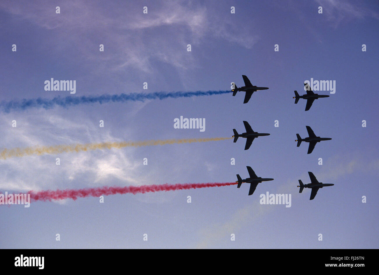 Meurthe et Moselle (54), base aerienne de Nancy-Ochey, la Patrouille de France, salles aerien au coucher du soleil // France, M Banque D'Images