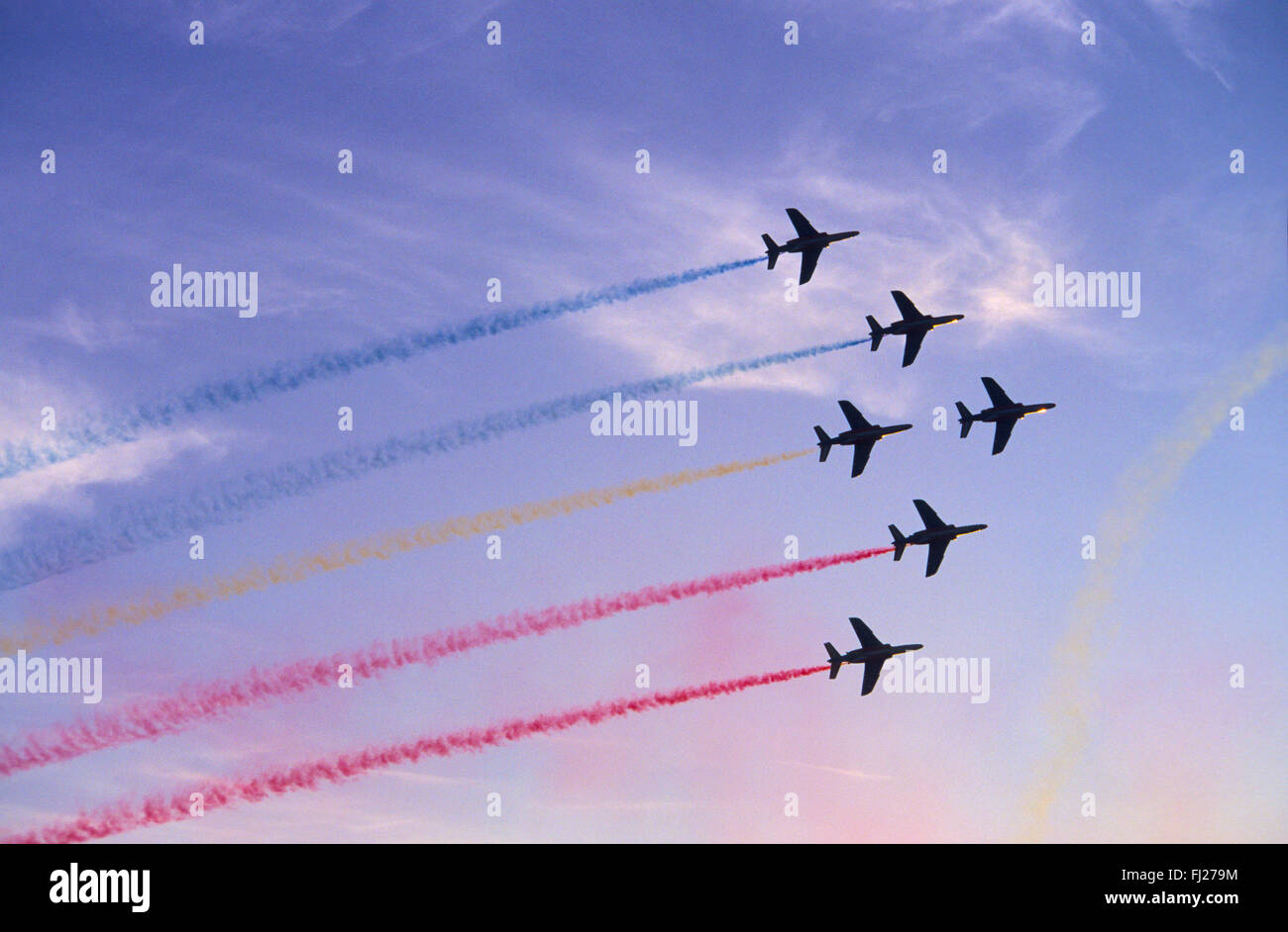 Meurthe et Moselle (54), base aerienne de Nancy-Ochey, la Patrouille de France, salles aerien au coucher du soleil // France, M Banque D'Images