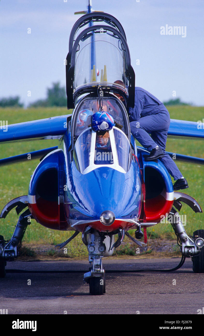 Meurthe et Moselle (54), aérodrome de Chambley-Bussieres, la Patrouille de France, la préparation du pilote avant le depart // Fran Banque D'Images