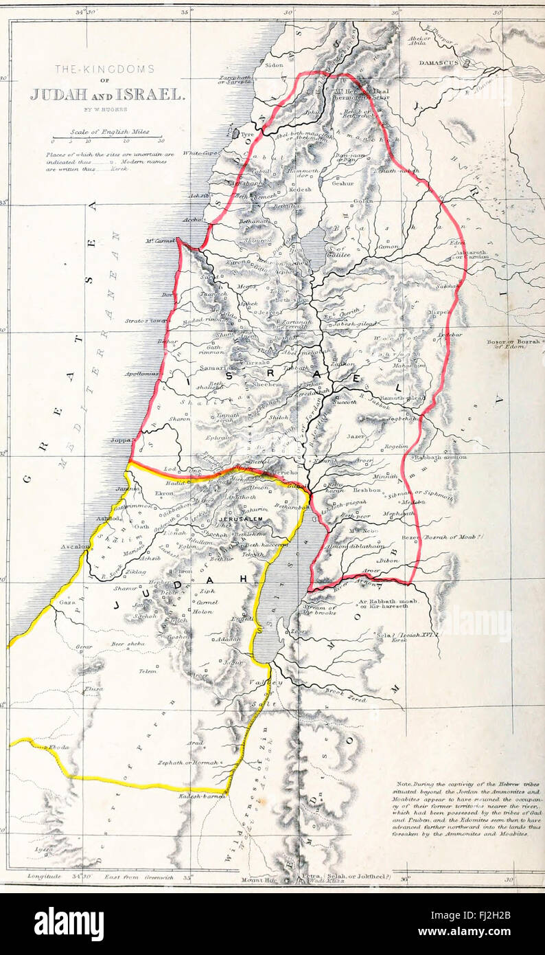 La carte des royaumes de Juda et d'Israël, Ancien Testament Banque D'Images