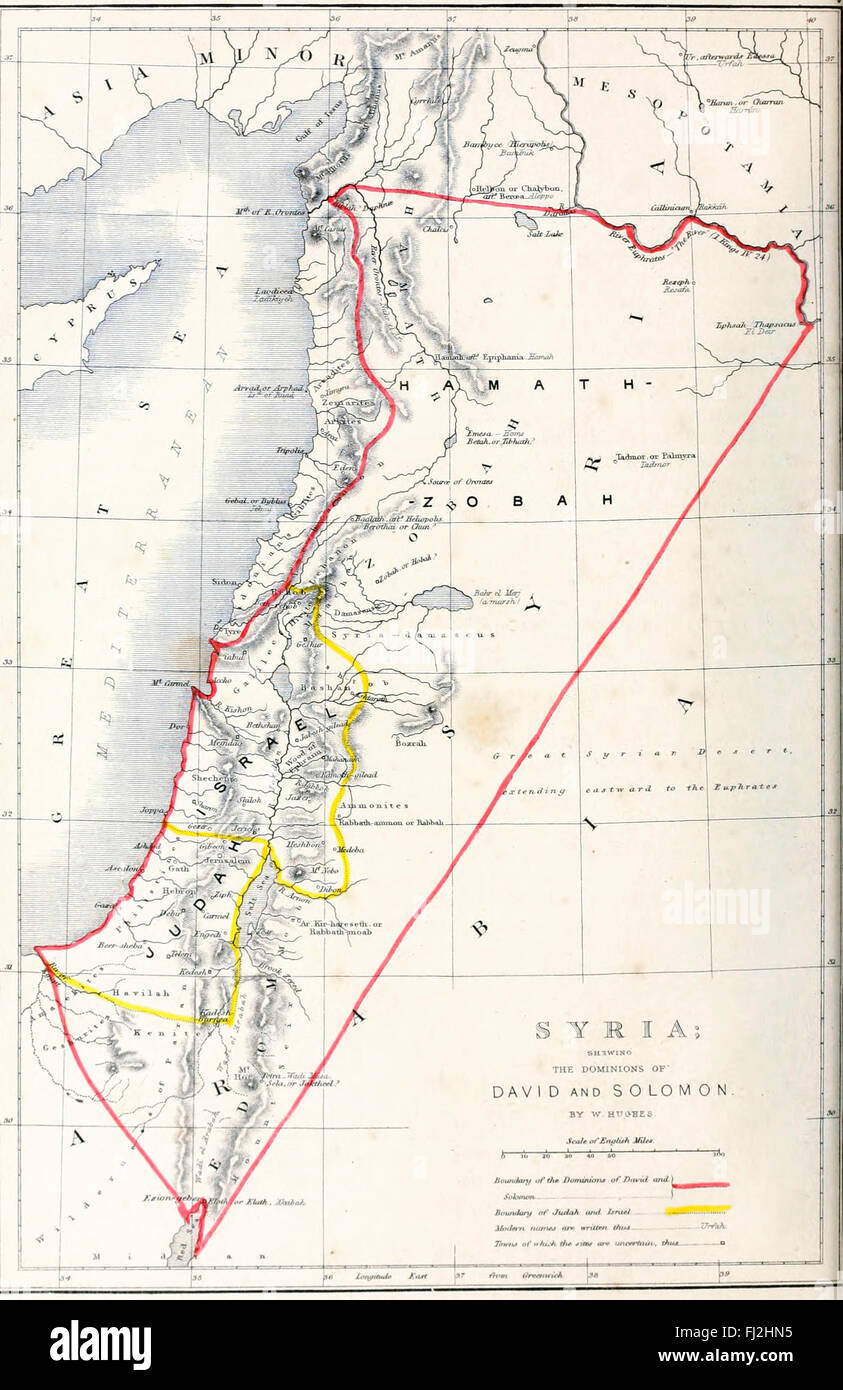 Carte Syrie montrant les Dominions de David et Salomon Banque D'Images