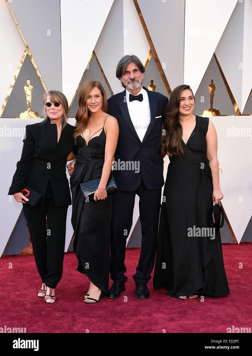 Hollywood, Californie, USA. 28 Février, 2016. L'actrice SISSY SPACEK, SCHUYLER FISK ET JACK FISK assister à la 88e soirée des Oscars à Hollywood. Credit : Lisa O'Connor/ZUMA/Alamy Fil Live News Banque D'Images